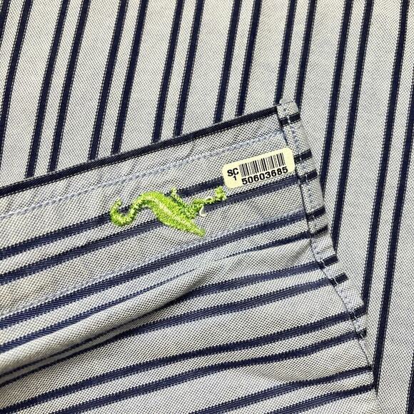 Tailorbyrd Blue Multi Striped Button Down Long Sleeve Flip Cuff Shirt Size XXL - Picture 7 of 9